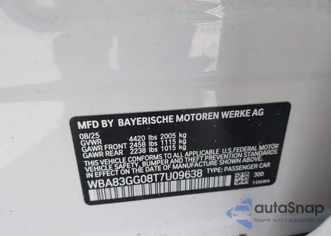 2026 BMW 228 Gran Coupe z USA, uszkodzony, nr VIN WBA83GG08T7U09638